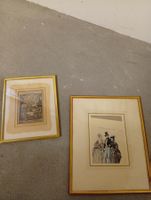Zwei gerahmte historische Modestiche um 1840 gebraucht