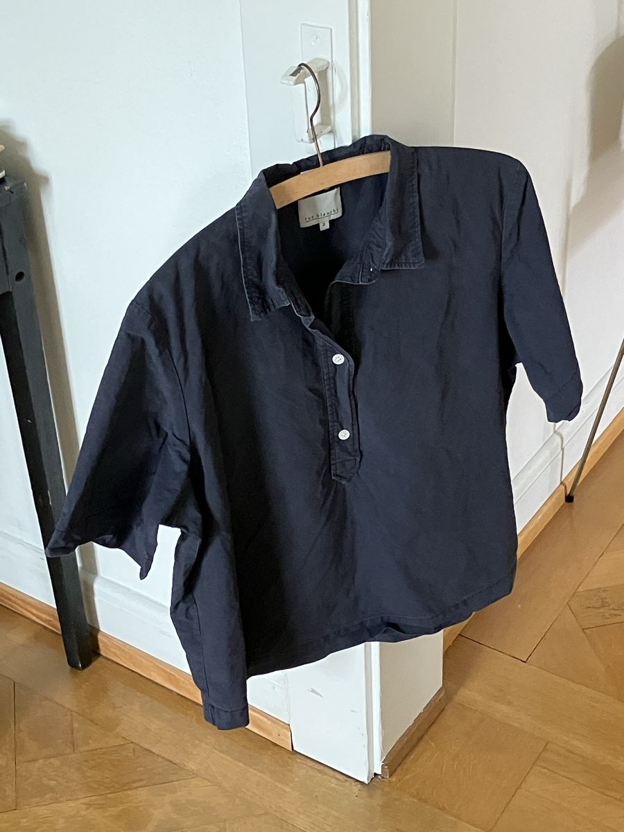 Camicette: 100% Cotton Shirt in Navy Blue – Usato da Zürich venduto da emka00 3