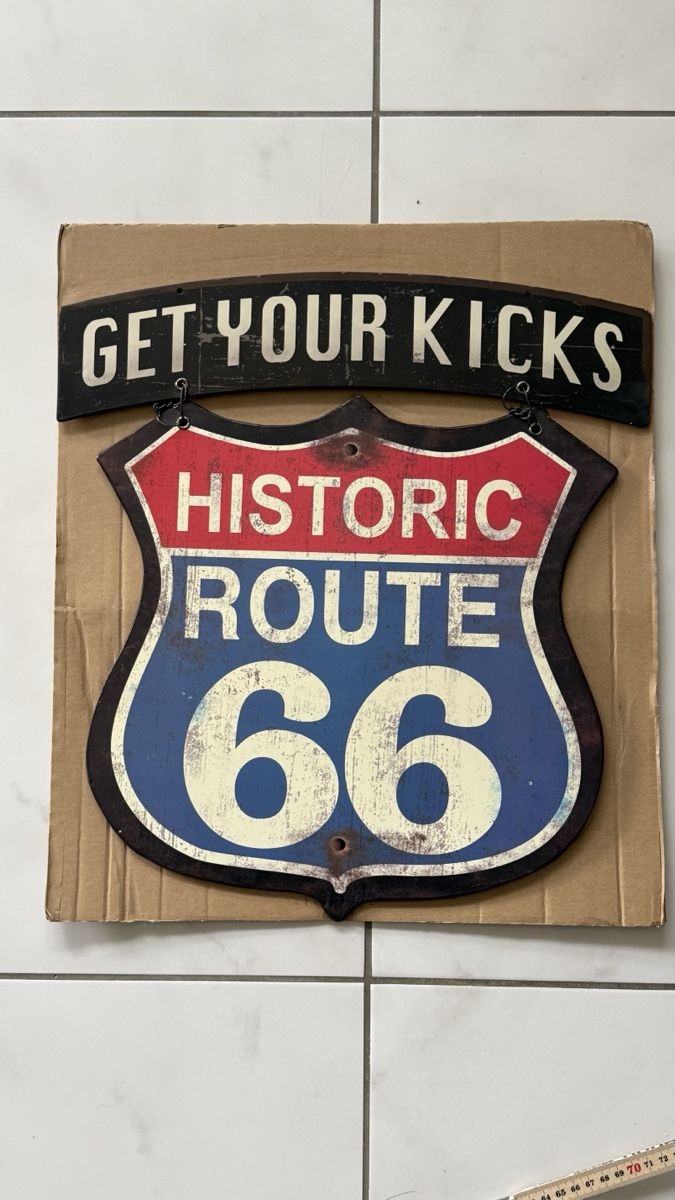 Schilder: Route 66 Schild "GET YOUR KICKS" Metall – Gebraucht aus Buchrain von Kindlein
