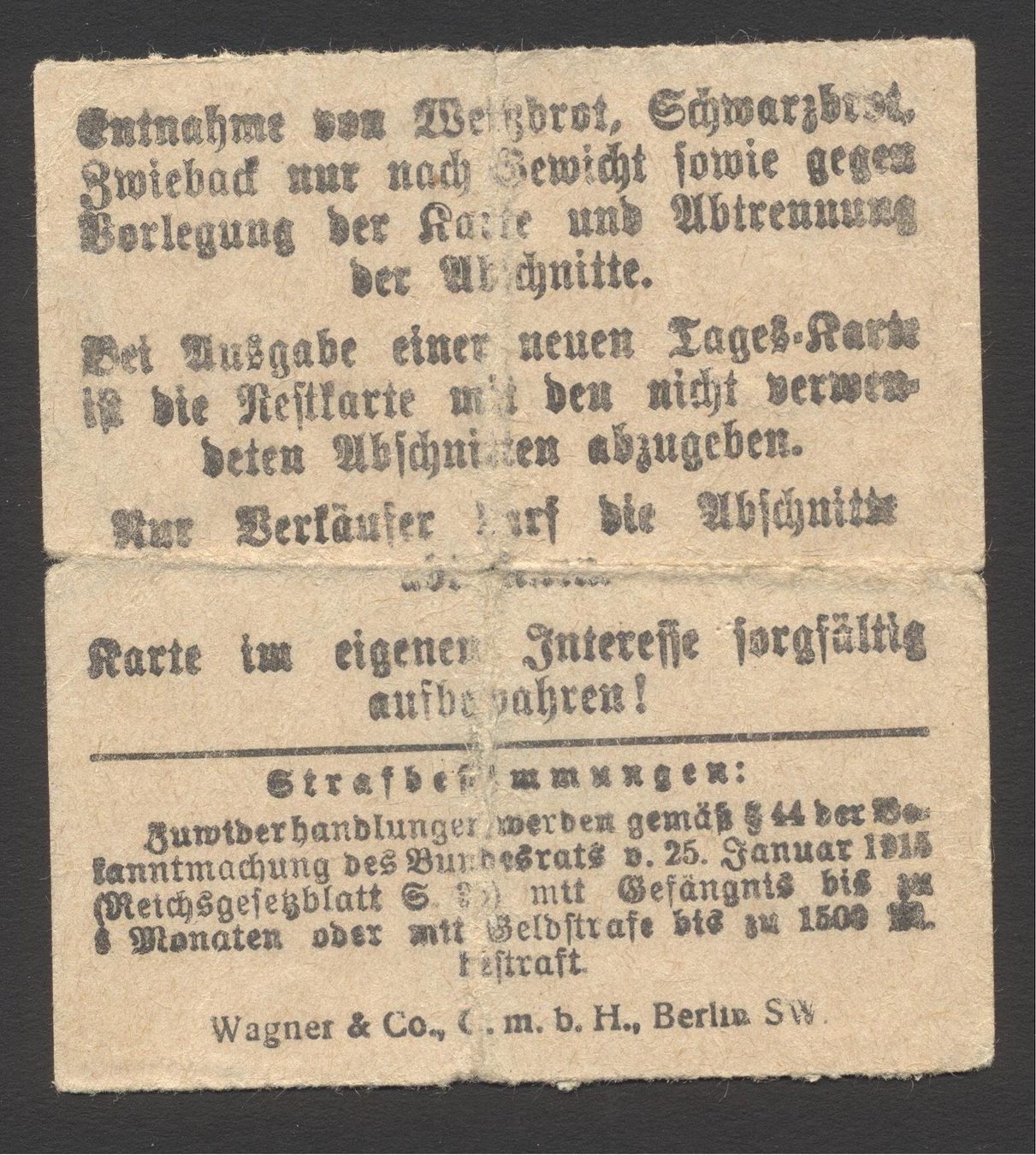Tutti i francobolli: Tages-Brotkarte Berlin + Brotmarke 50g – Usato da Siebnen venduto da Fstaehli 1