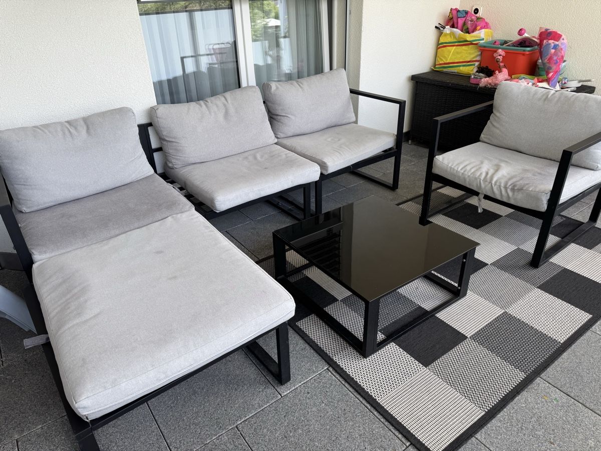 Gonser Set de table et chaises: Gartensitzgruppe und Tisch  inkl. Teppich – D'occasion à Neuenhof par ero_fvx2 1