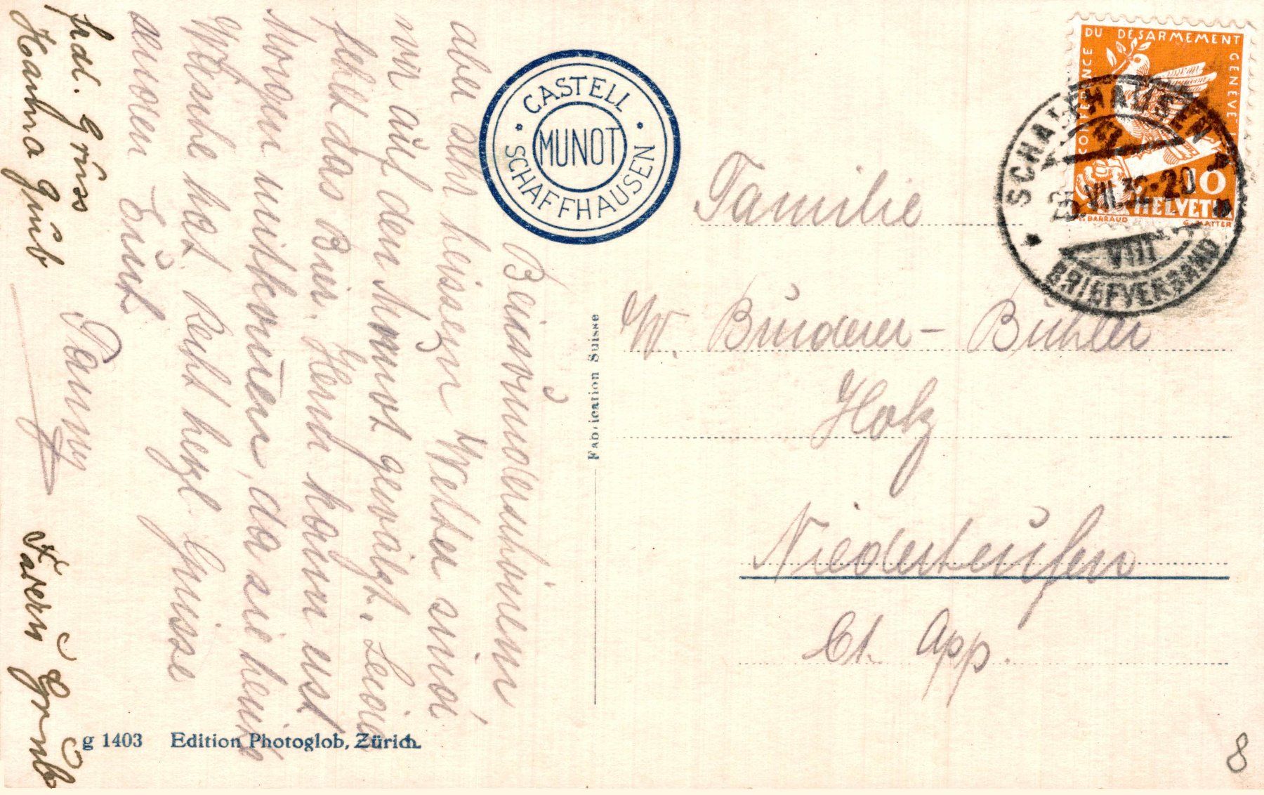 Cartoline postali: Schaffhausen mit Munot – Usato da Bronschhofen venduto da Astore 1