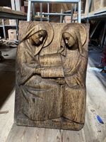 Holzrelief Wandbild signiert BEAT GASSER Eiche massiv
