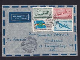 FDC Luftpostbrief Freital, DDR -> Świebodzin, Polen 1.2.1956