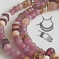 Turmalin Granat Bracelet Halskette Unikat Wickelarmband