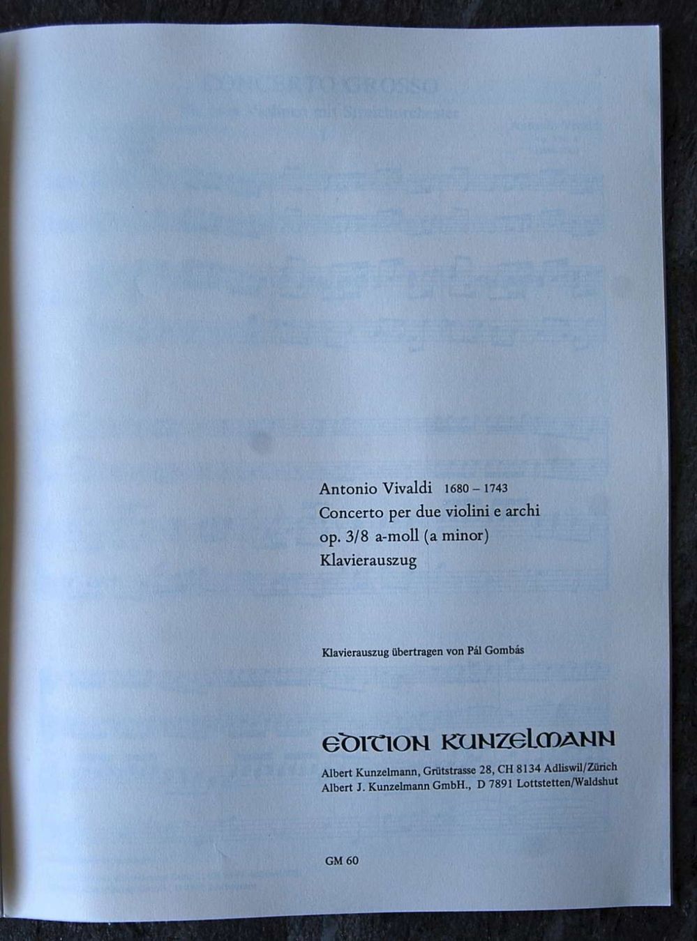 Livres: Vivaldi - Conc. Per due Viol. E archi Op 3/8 – D'occasion à Rüfenacht BE par Toro06 2