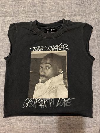 Débardeur 2Pac Bershka noir motif imprimé taille M