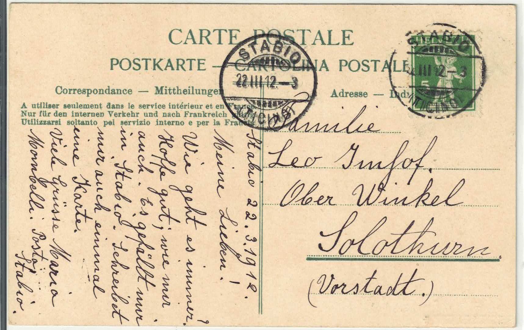 Cartoline postali: Stabio - Vue generale – Usato da Ettingen venduto da Kartenplanet 1