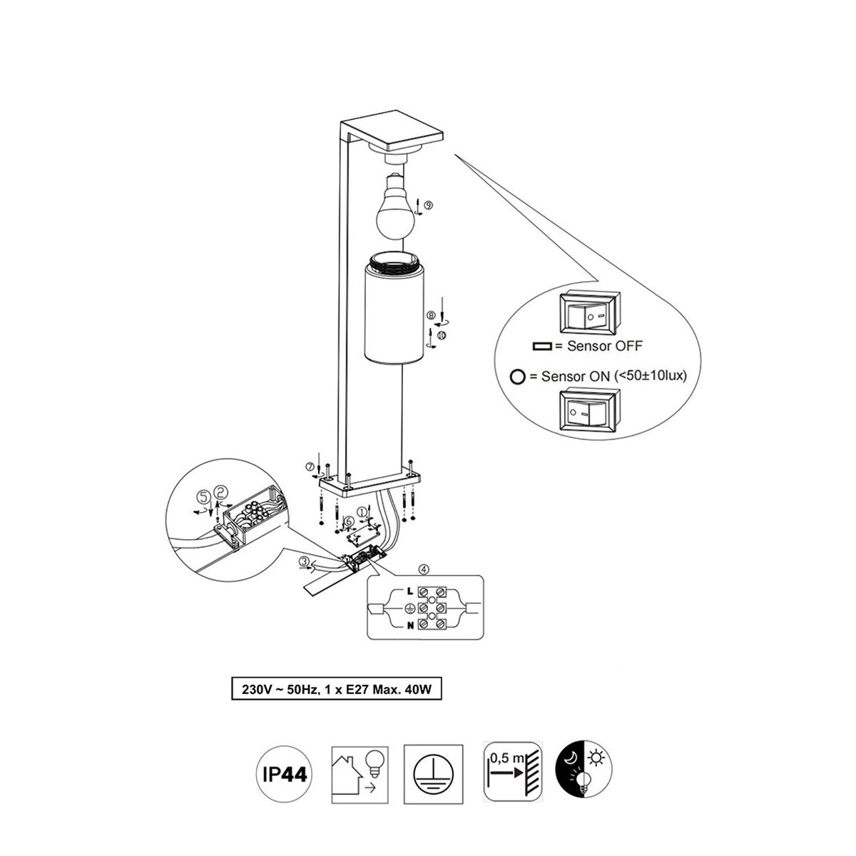 Lampade: Aussen Stehleuchte, IP44, 65 cm Höhe – Nuovo (secondo la descrizione) da Kreuzlingen venduto da Smart-Light 4