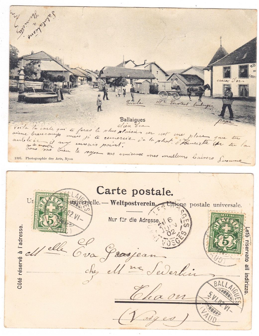 Cartoline postali: Ballaigues – Usato da La Tour-de-Peilz venduto da amjust