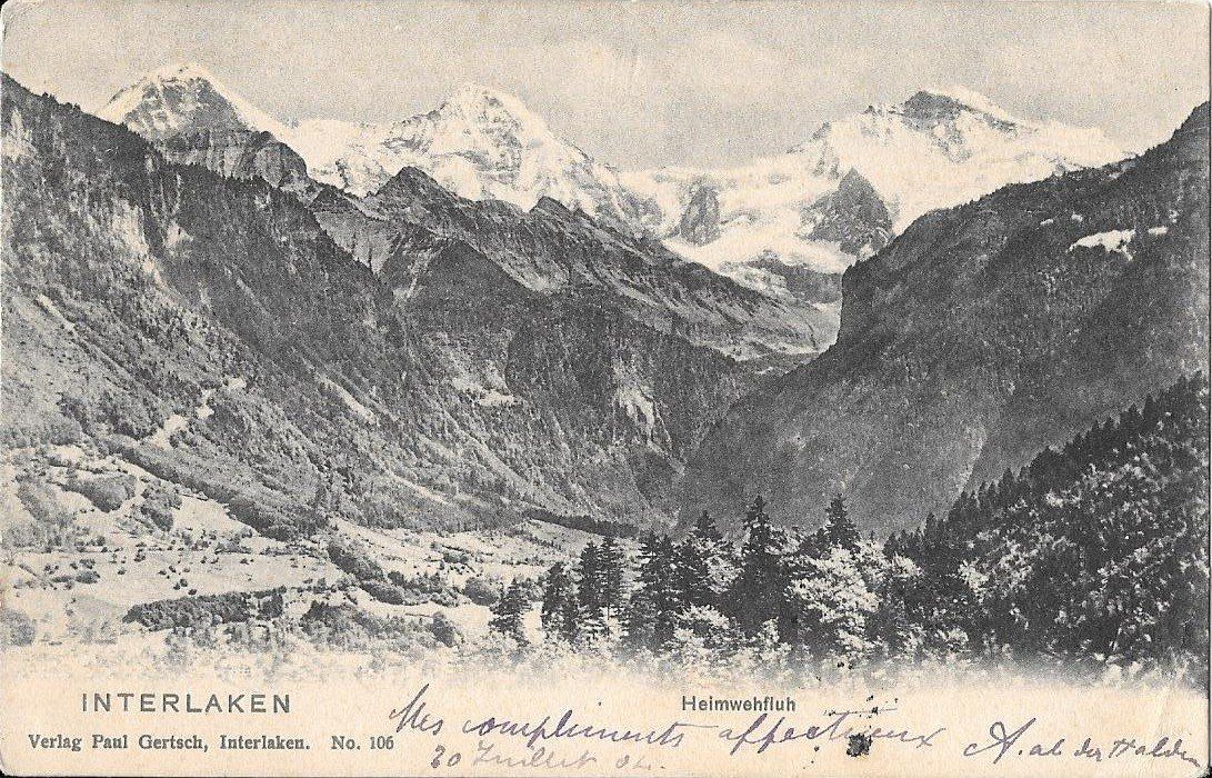 Cartoline postali: Interlaken – Usato da Engelberg venduto da Muettliger