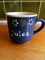 Jules Tasse Teebecher Kaffeebecher blau Keramik Vintage Mug