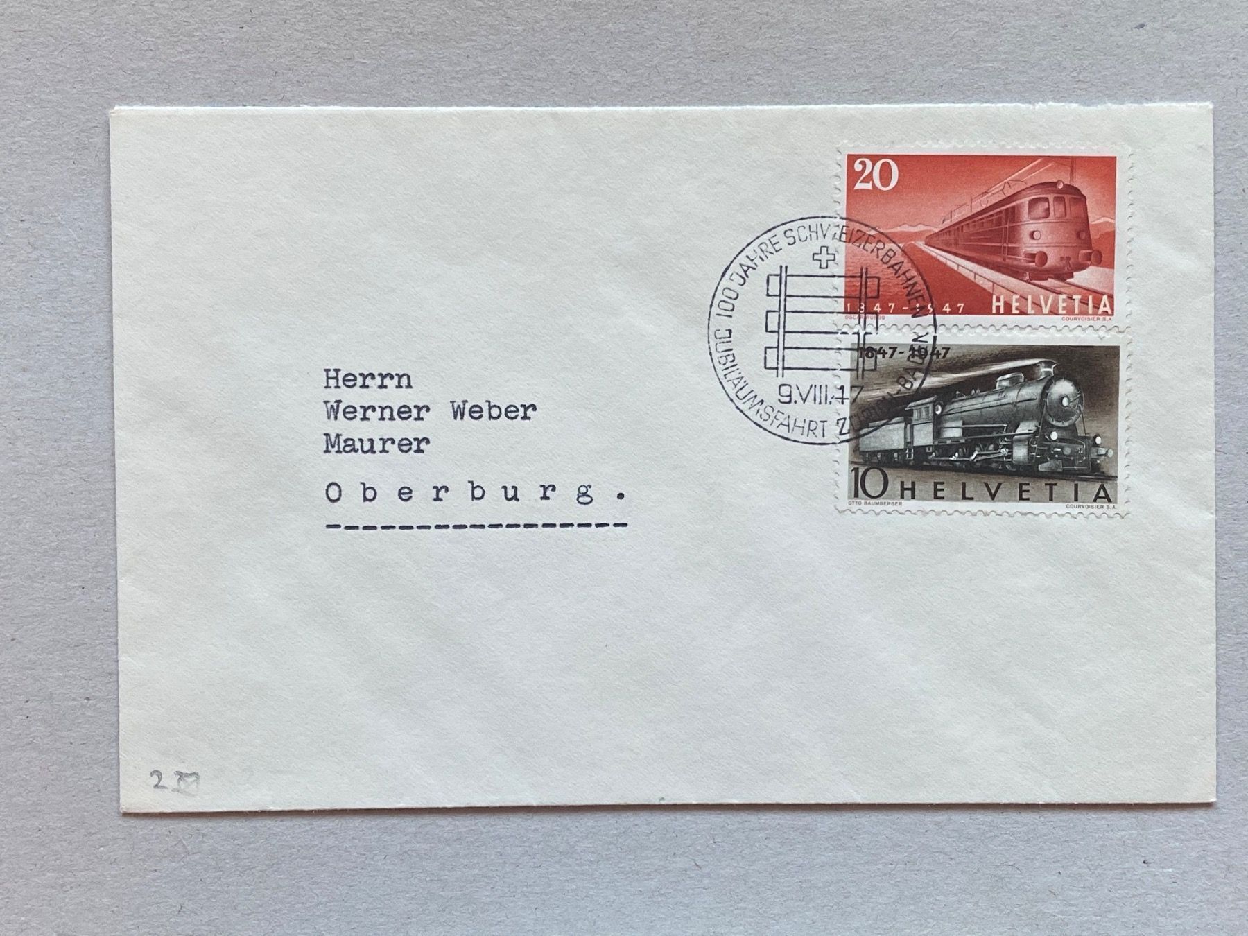 Alle Briefmarken: 277 - 280, FDC, 279 MIT Druckverschiebung – Gebraucht aus Aarau von hilde47 2