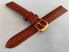 16mm Top Uhrenarmband Leder rost-braun, Dornschliesse golden