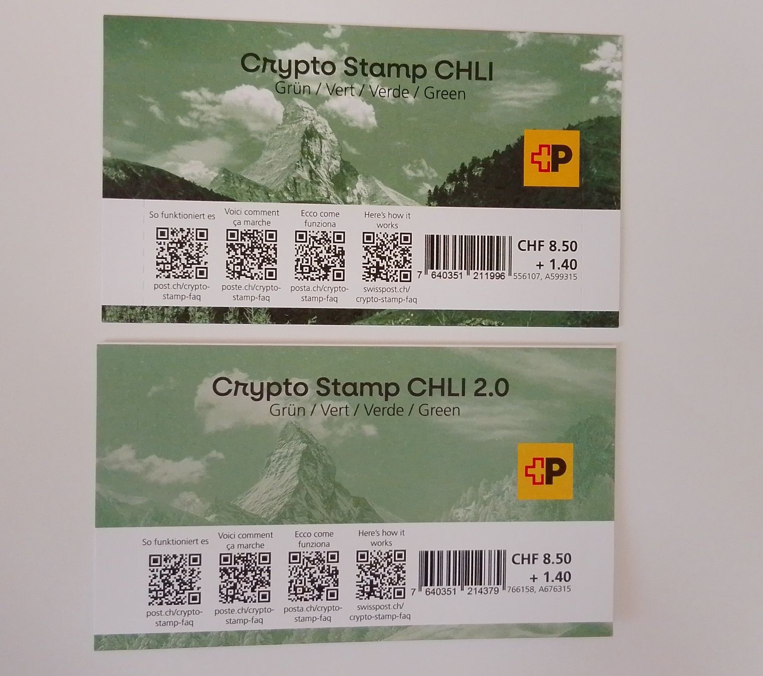 Alle Briefmarken: crypto-stamps "CHLI" & "CHLI 2.0" **/ungeöffnet – Neu und originalverpackt aus Zürich von var_gmw9