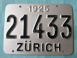 Velonummer ZÜRICH 1925