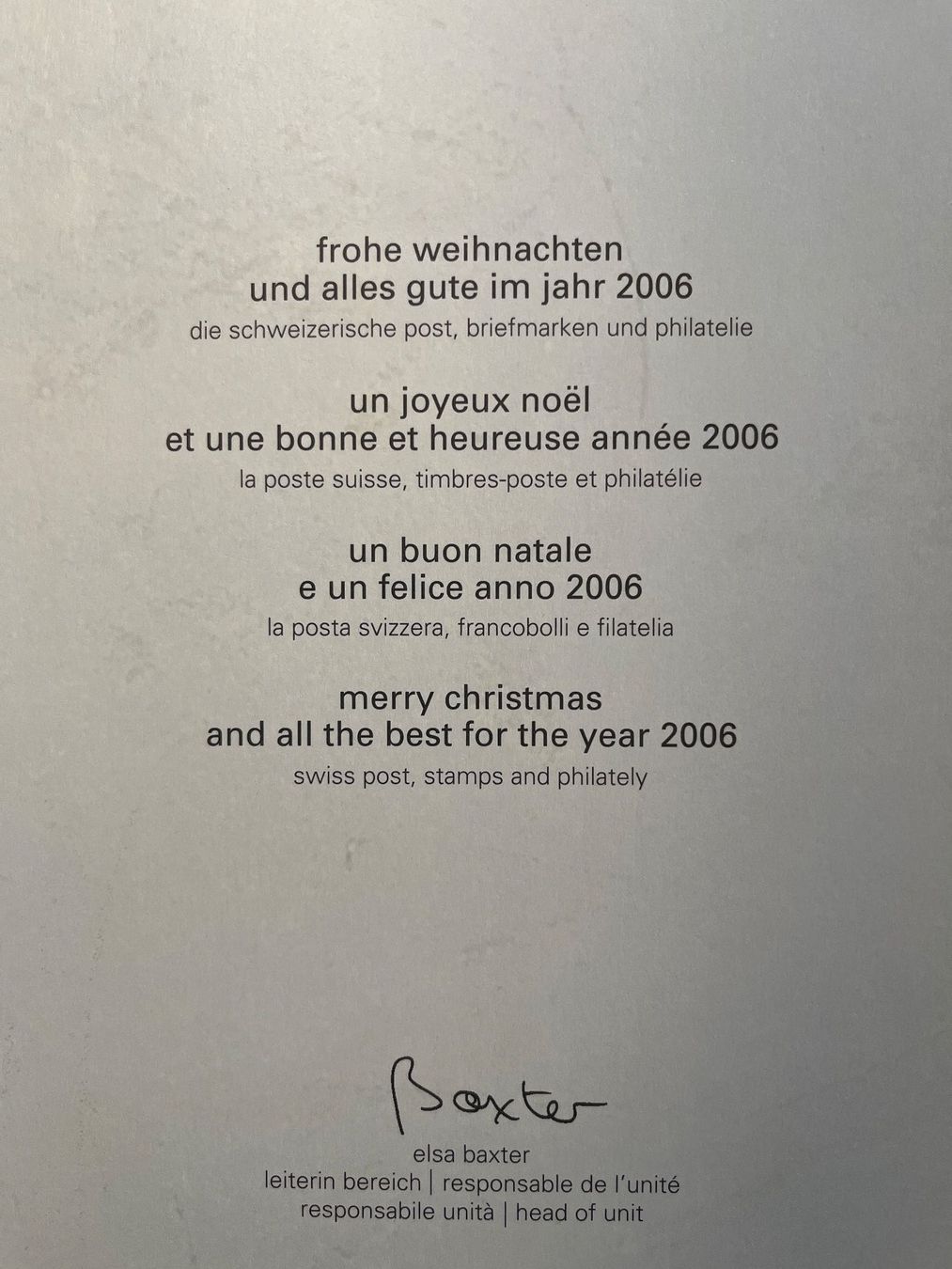 Alle Briefmarken: Weihnachtskarte Post 2006 – Neu (gemäss Beschreibung) aus Goldswil von Jordi7 2