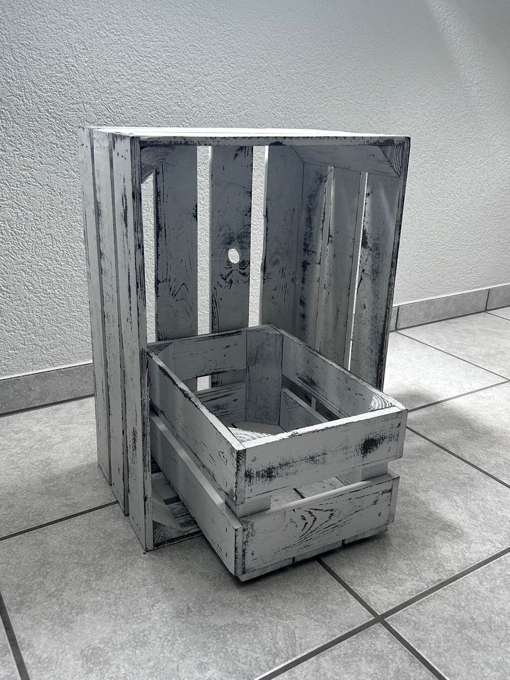 Casse di trasporto: Holz-Kiste Weiss Shabby Chic – Usato da Bretzwil venduto da bluemli83