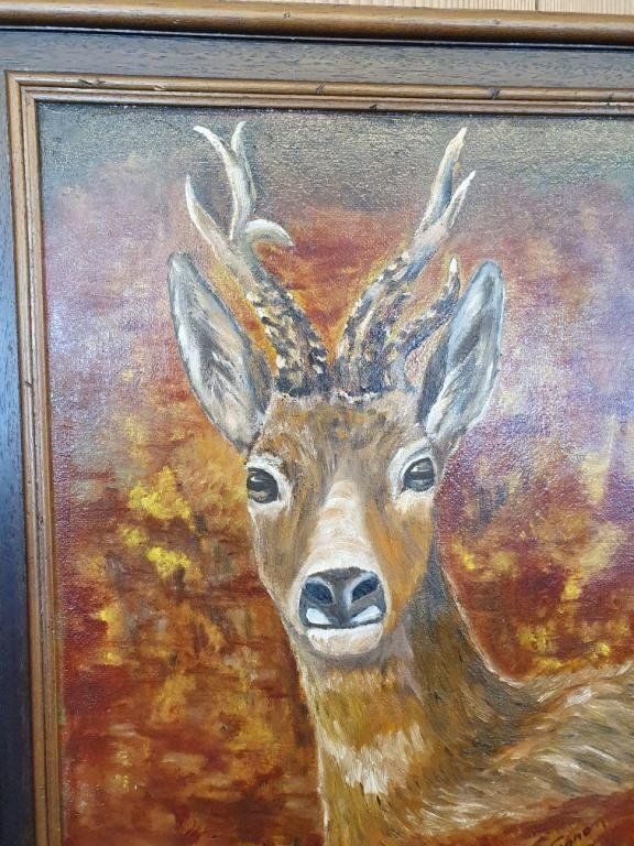 Gemälde: Jagdbild Rehbock – Gebraucht aus Urnäsch von Rothirsch1954 1