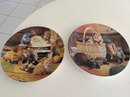 2 Teller Wandteller Katzen Jan Berglind 👍