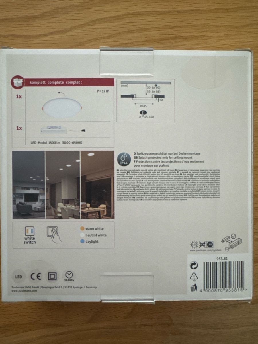 Paulmann Lampadari & plafoniere: Paulmann Veluna VariFit LED Ceiling Light 14W 45-160mm – Nuovo (secondo la descrizione) da Dübendorf venduto da ClaraS. 1