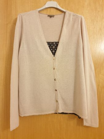 Cardigan, M, Maliparmi, beige, marron, coton,soie,cachemire