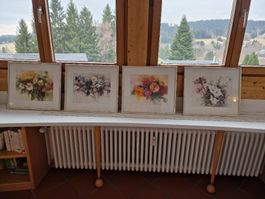 Blumen Aquarell-Kunst, gerahmt, frühlingshaft frisch💐🖼️
