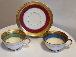 Rosenthal Porzellan 2 Tassen Untertasse Golddekor