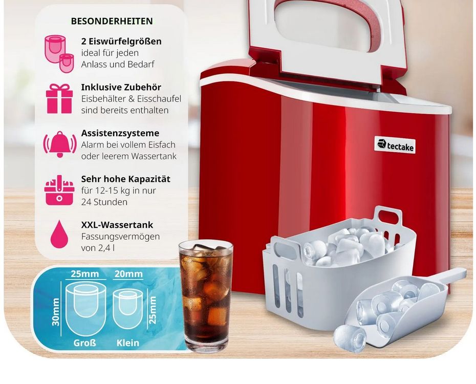 WELLENT Eiswürfelmaschine Tragbarer Eiswürfelbereiter,Macht 9 Eiswürfel