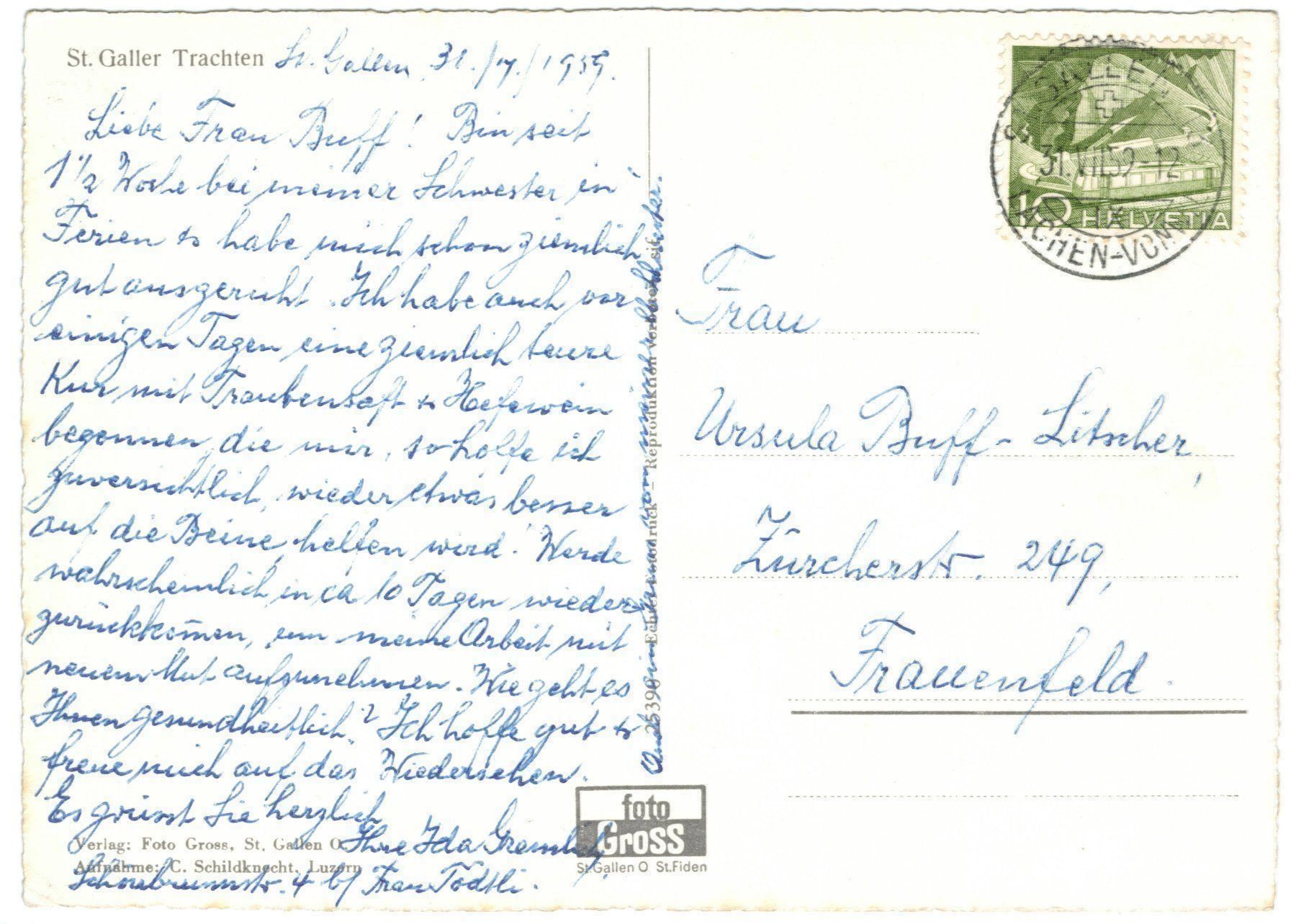 Cartoline postali: AK St. Gallen. Trachten 1959 – Usato da Zürich venduto da tol_b7c7 1
