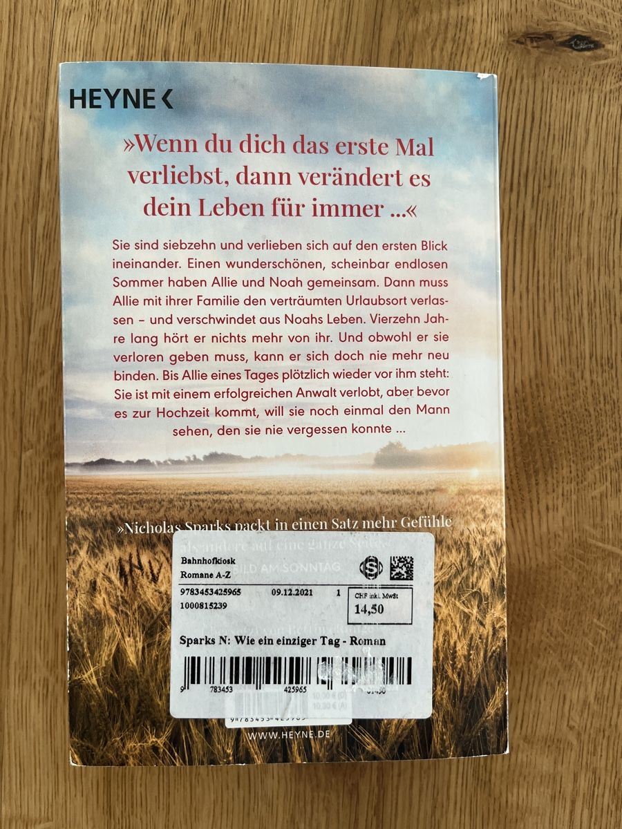 Libri: Nicholas Sparks: Wie ein einziger Tag – Usato da Steinen venduto da nic_yk9v 1
