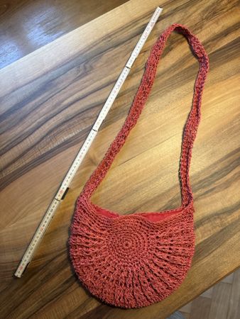 Gehäkelte Umhängetasche Korall/Rot NEU
