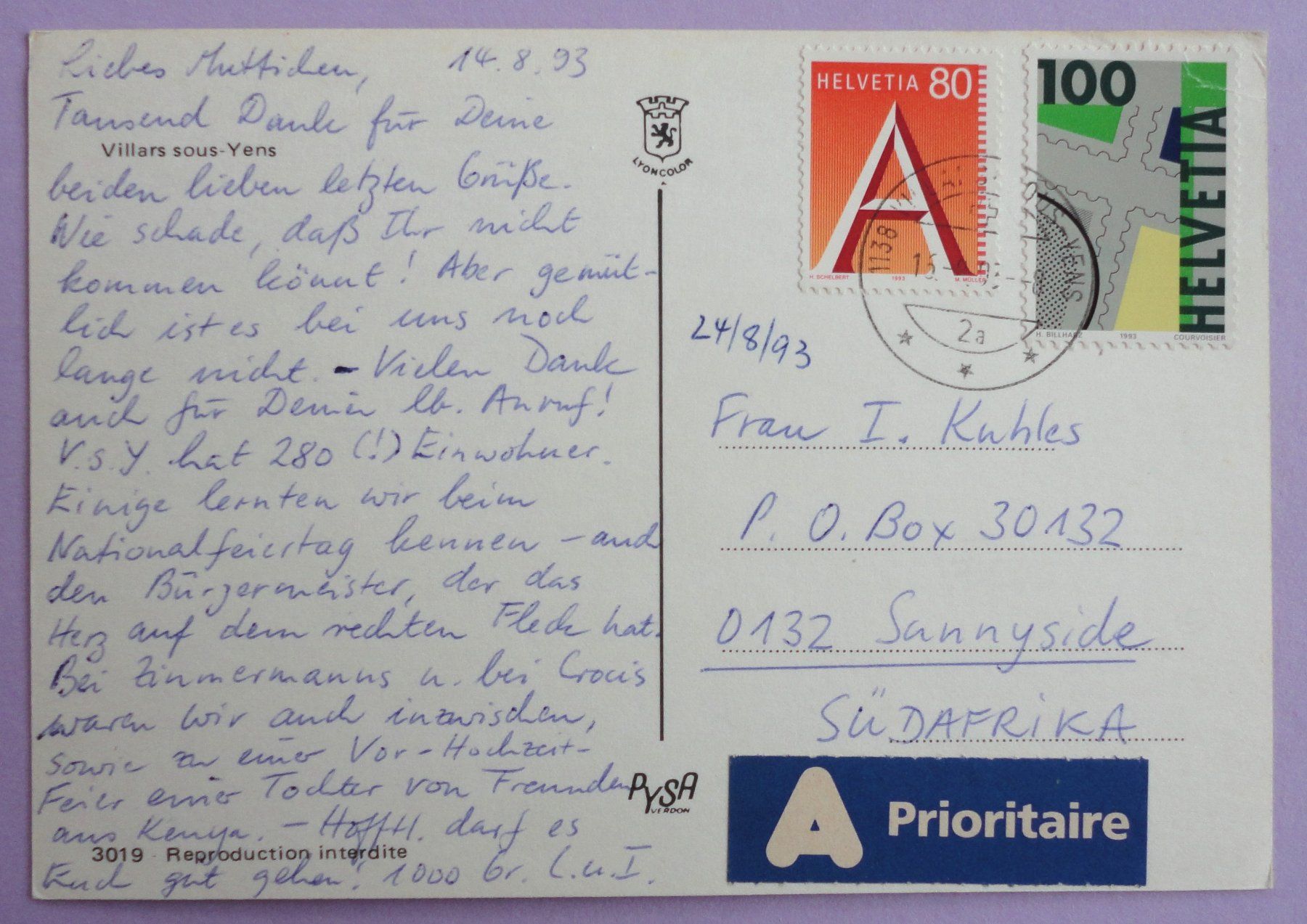Cartoline postali: Villars-sous-Yens – Usato da Fétigny venduto da Billy2miny 1
