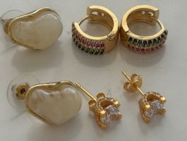 Luxus Elegante Ohrstecker Ohrschmuck  Farbe: Gold Zirkonia