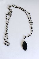 Sautoir Vintage Style Chapelet Perles Noires
