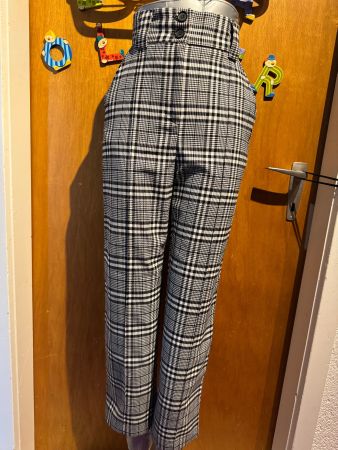 Bershka Karierte Hose Sommer Herbst Schwarz Weiss XS
