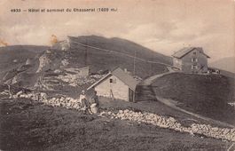 Hôtel et Sommet du Chasseral, Stempel, gelaufen 1918