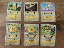 Lot de 6 Cartes Pokémon Pikachu