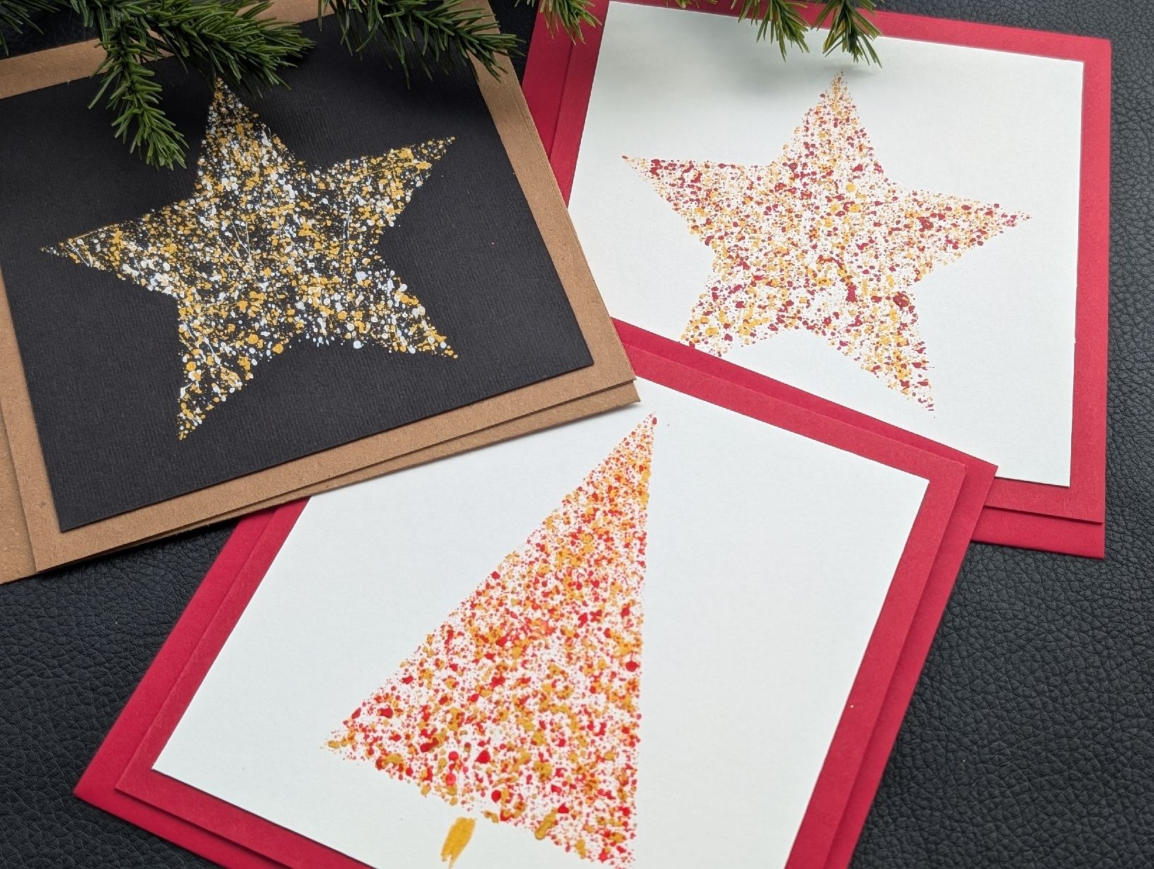 Cartoline: 3er Set Handbemalte Weihnachtskarten  – Nuovo e nell'imballaggio originale da Winterthur venduto da LaVieColor 1