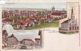 Bienne - Biel   BE  /  Bahnhofplatz - Tram    ca. 1900