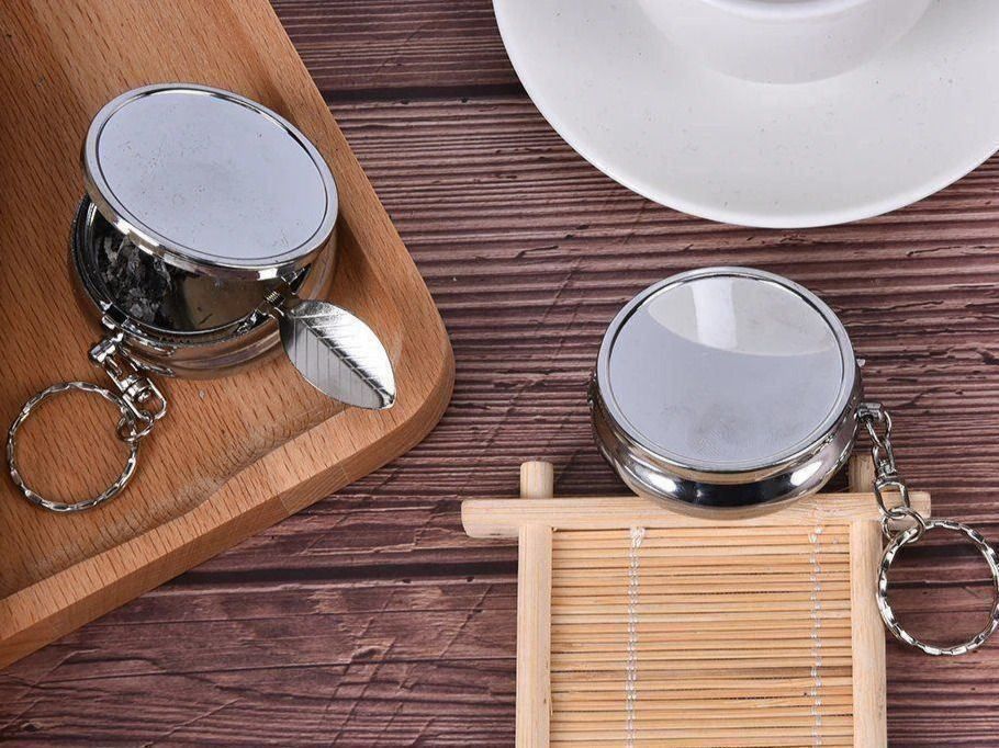 Mini Aschenbecher Edelstahl - Tragbarer Taschenaschenbecher Mit Deckel 6x4cm