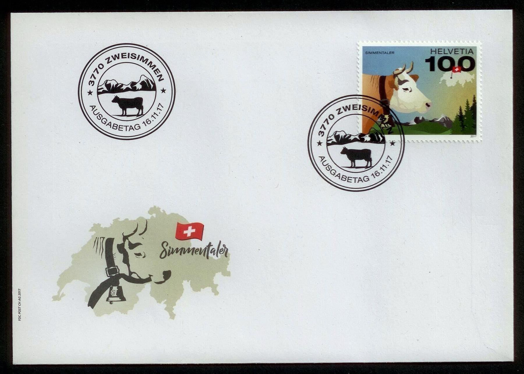 Tous les timbres: 2017 FDC Schweizer Kuh – Neuf (Voir description) à Eggersriet par stamp303