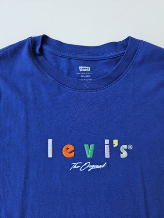 Levi's Unisex T-Shirt blau Grösse S vorne mit Logo Stickerei
