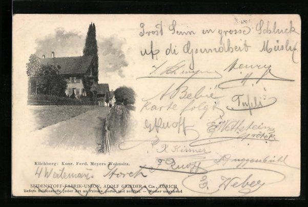 Cartoline postali: Kilchberg, Strassenpartie mit Wohnhäuse – Usato da Berlin venduto da bartko-reher