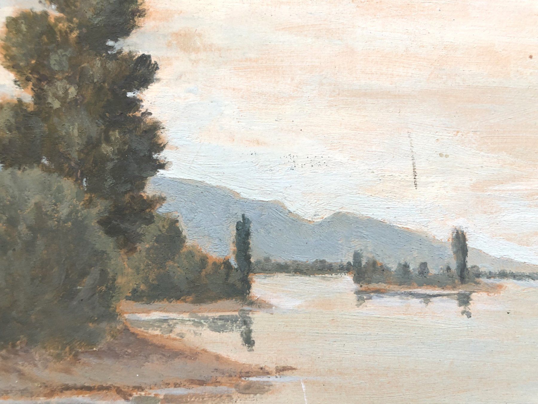 Dipinti: Ölgemälde - Flusslandschaft - monogrammiert und datiert '37 – Usato da Schaffhausen venduto da durruti 2