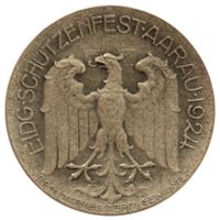 Schützenmedaille AG 1924 Aarau "Den Mitarbeitern gewidmet" R