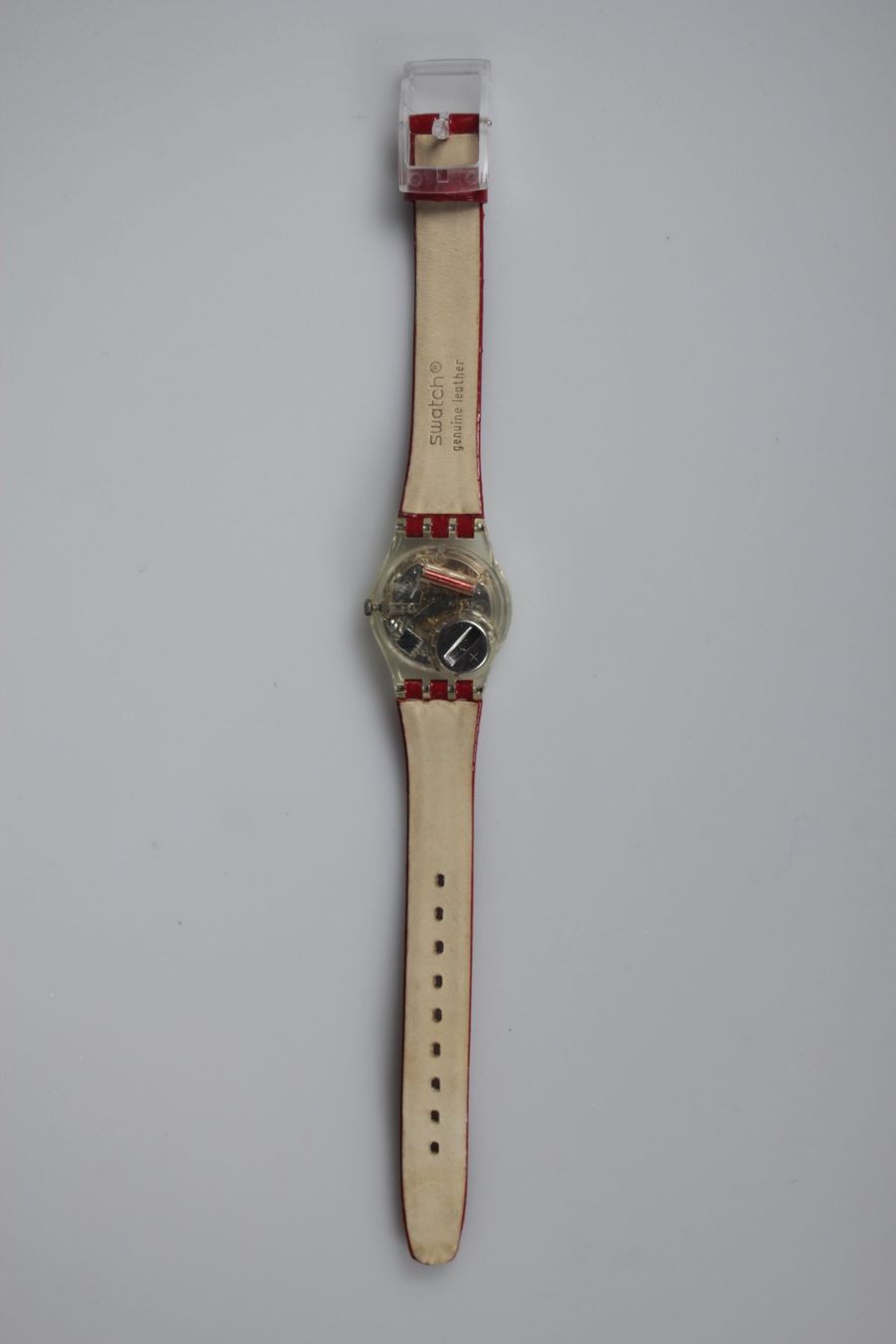 Swatch Orologi: Vintage Swatch Rot Lederarmband – Usato da Basel venduto da IRMAundFRED 1