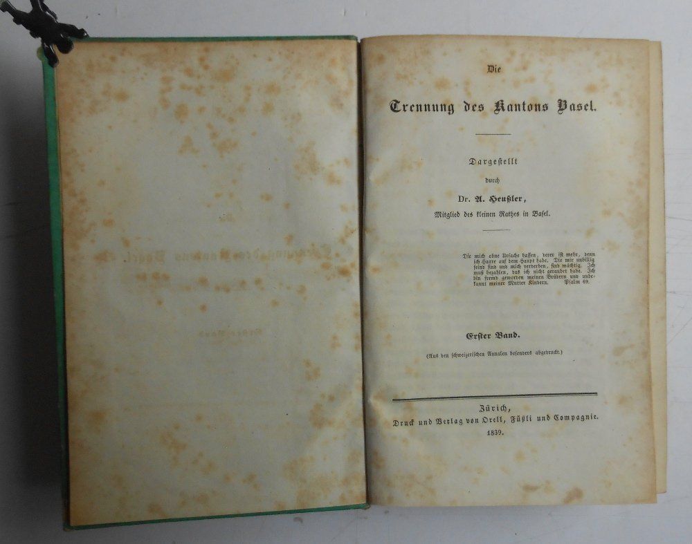 Bücher: Die Trennung des Kantons Basel. 1839. – Gebraucht aus Basel von Domba 1