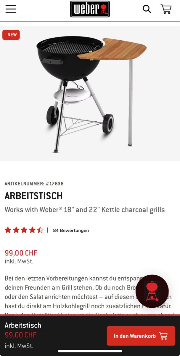 Tavoli: Weber Grill  Beistelltisch & Abdeckhaube – Usato da Aarau Rohr venduto da foodlover 4