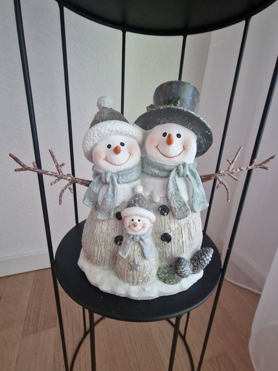 Großer Schneemann 46cm Willkommen Figur Für Hauseingang Mit Welcome Schild